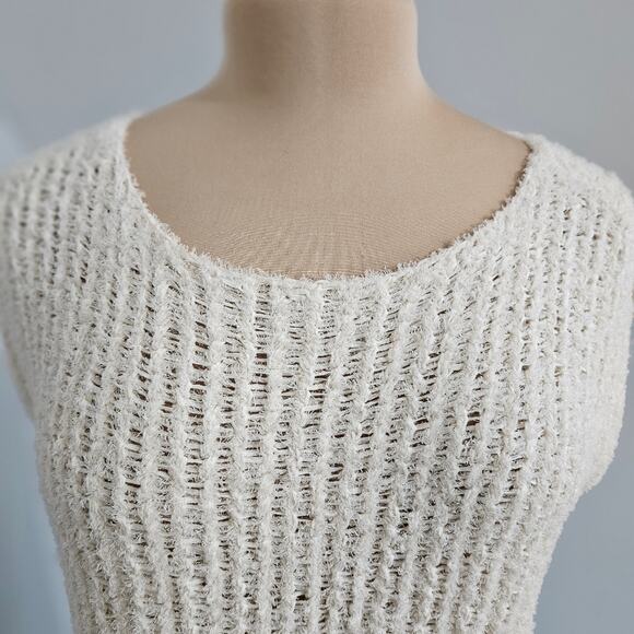 Eileen Fisher Womens Eyelash Summer Sweater Short Cap Sleeve Cream Ivory XXS - Picture 8 of 14